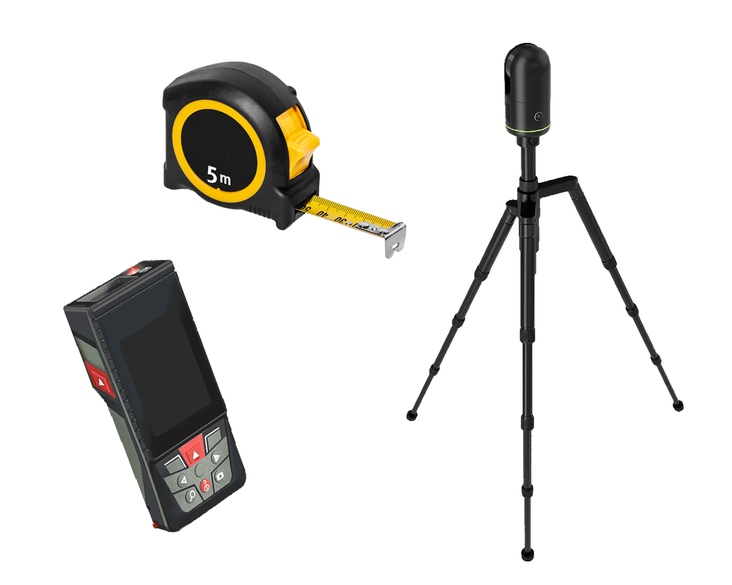 Équipements de relevé — mètre, télémètre laser et scanner 3D