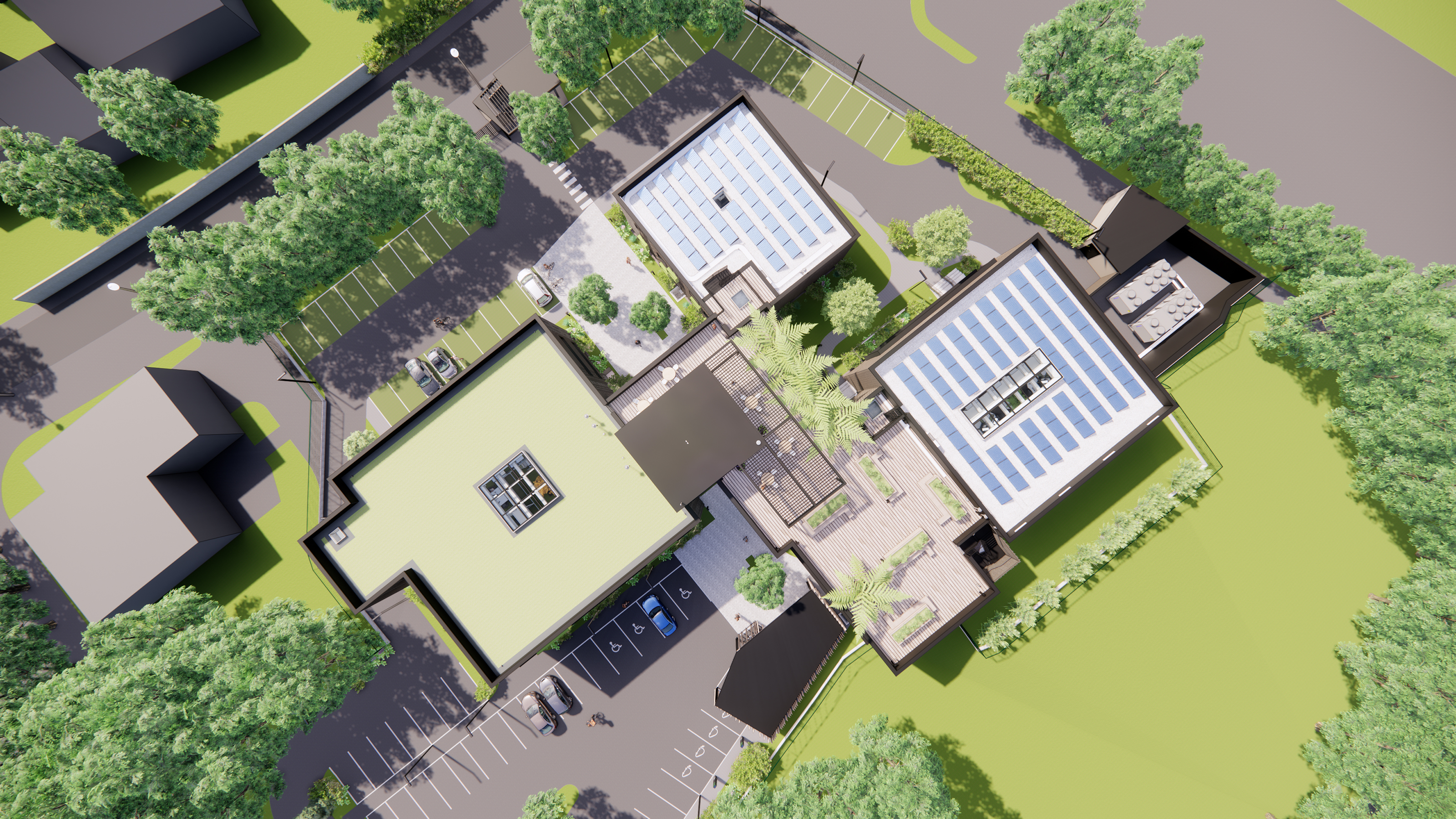 Vue aérienne — complexe scolaire