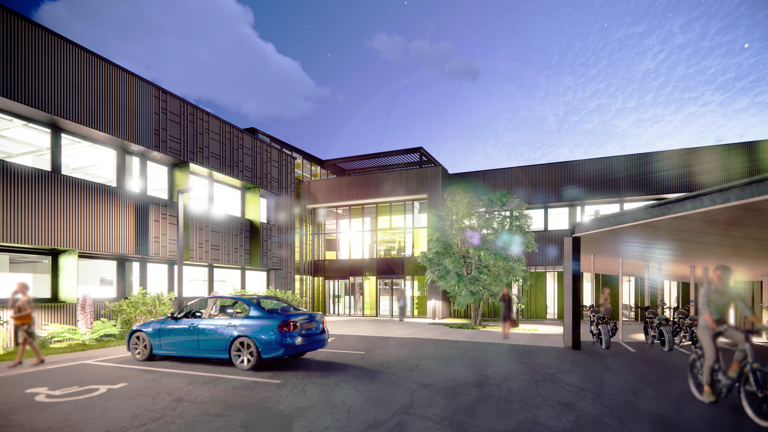 Complexe scolaire — vue de nuit